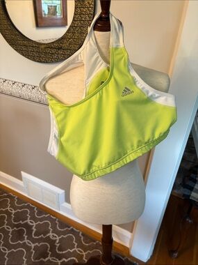 Adidas Neon Yellow & White Sports Bra never worn XL